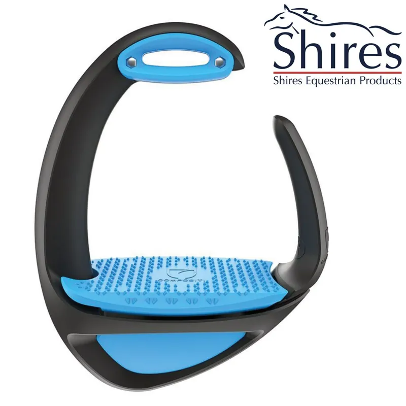 Shires Compositi Ellipse Stirrups - Comfort + - Black and Bright Blue 